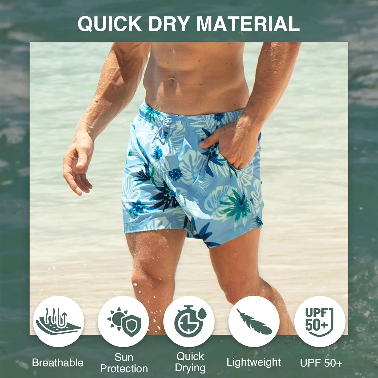 Kanu Surf Men's Adventure Swim Trunks with Compression Liner 5-inch Inseam Quick Dry Stretch Bathing Suit