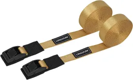 Kayak Tie Down Straps for Roof Rack - 15 Feet Adjustable Cam Buckle Lashing Strap for Kayak, Surfboard, SUP Board, Canoe, Cargo (Pair) - Black/Green/Golden