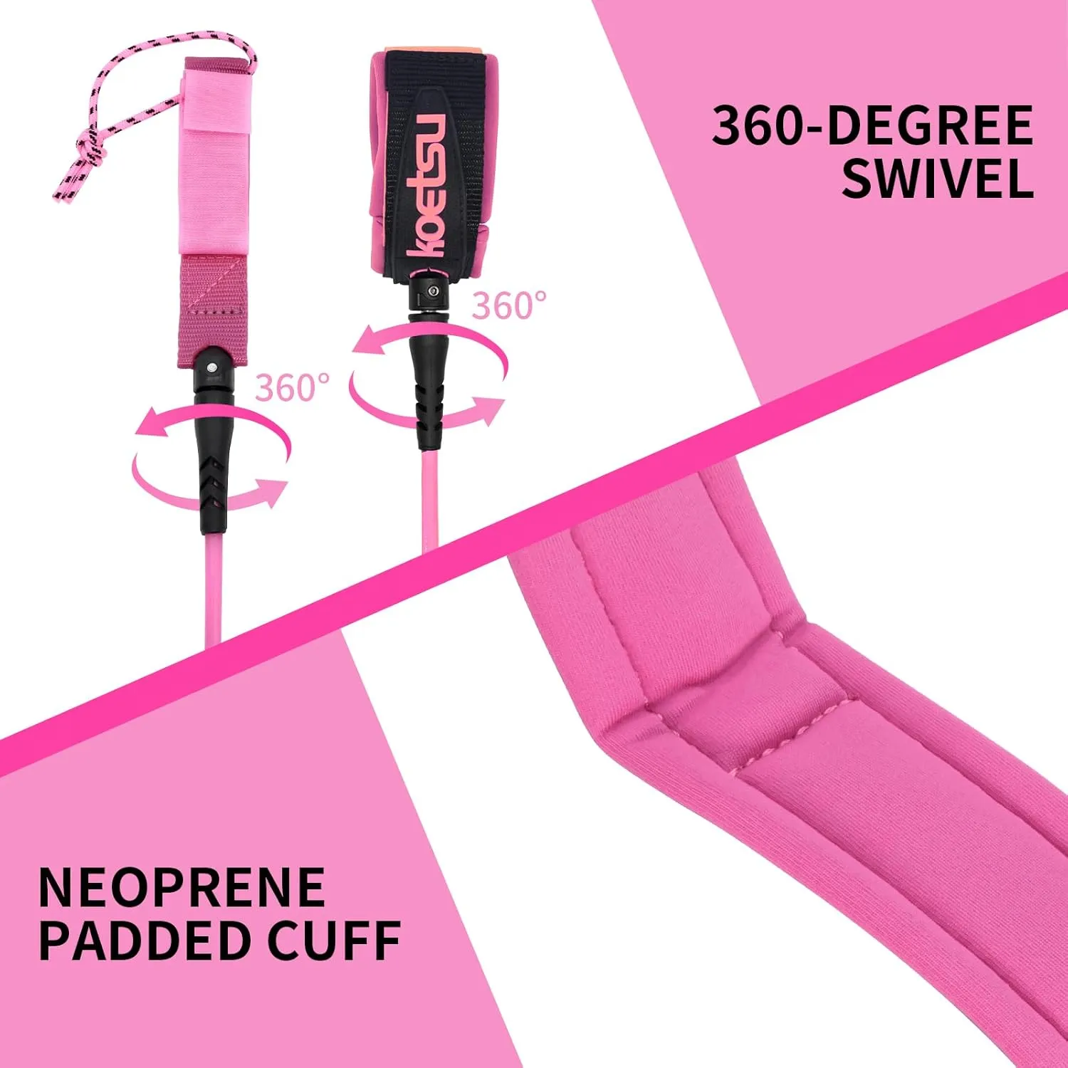 KOETSU Premium Paddle Board Leash - 10ft SUP Ankle Safety Rope, 7mm Thick Surfboard Leash for Longboard, Stand Up Paddle Board Accessories, SUP Replacement Leg Rope