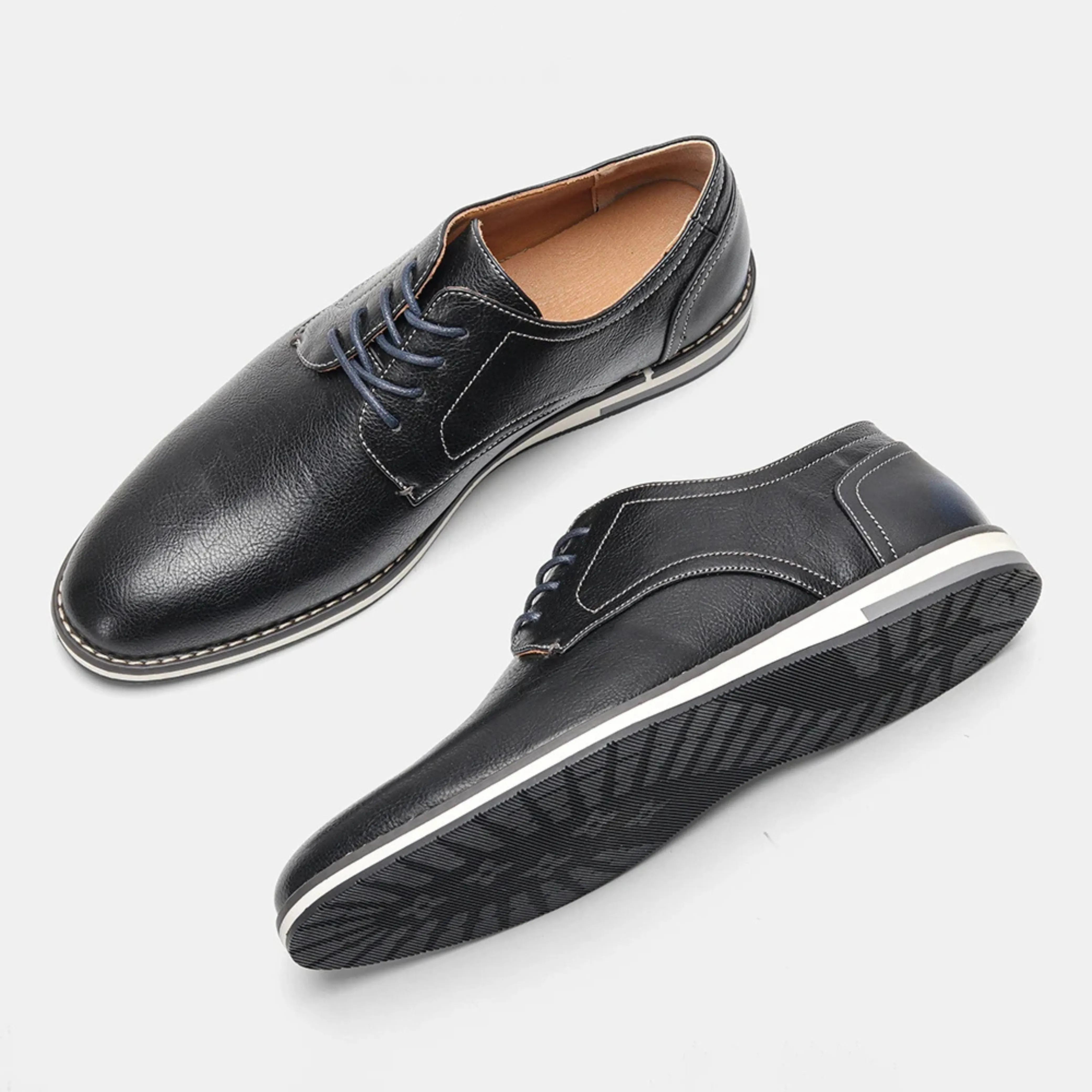 Men's Anti-slip Vegan Leather Shoes with Contrast Stitching | Eco-Friendly Materials for All Seasons