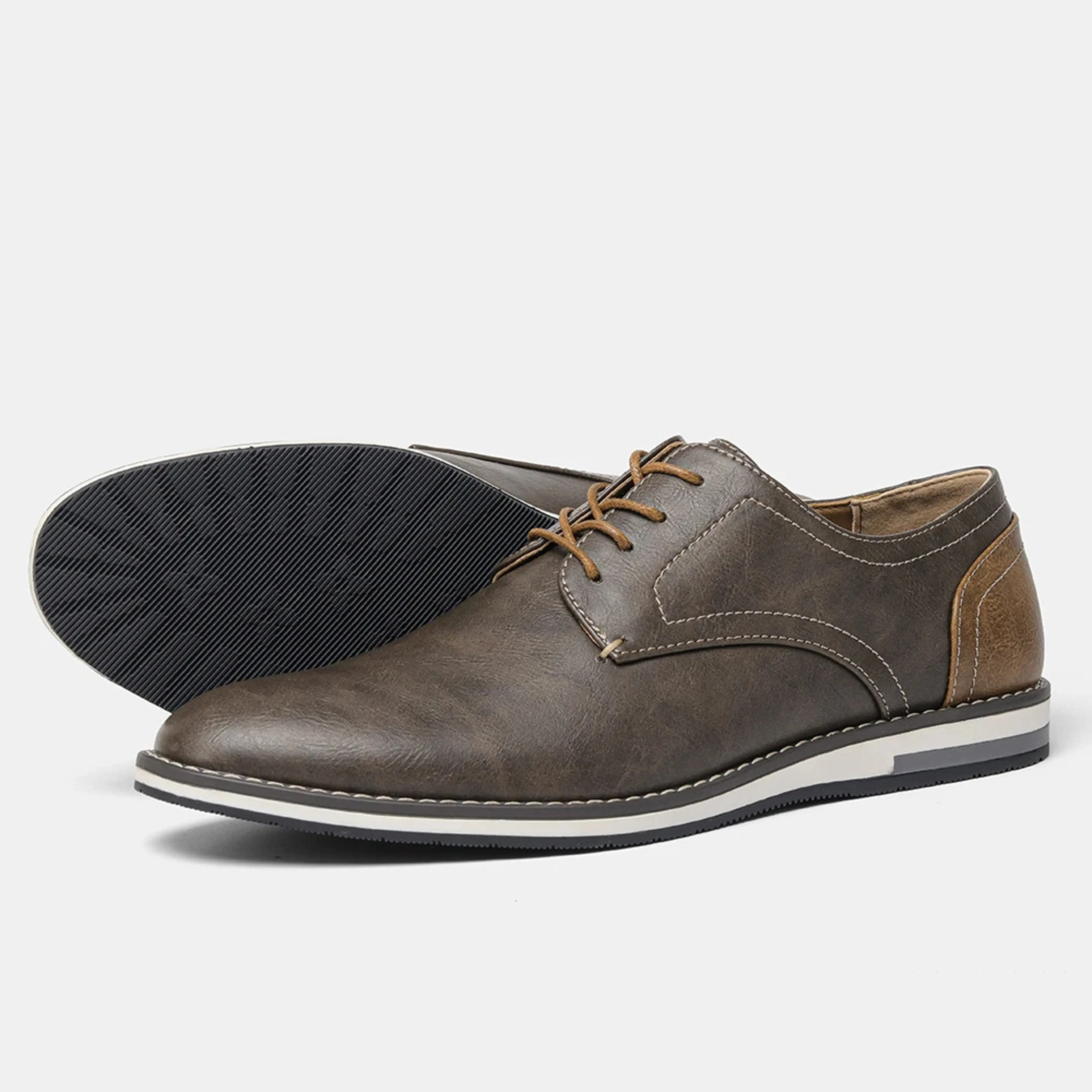 Men's Anti-slip Vegan Leather Shoes with Contrast Stitching | Eco-Friendly Materials for All Seasons