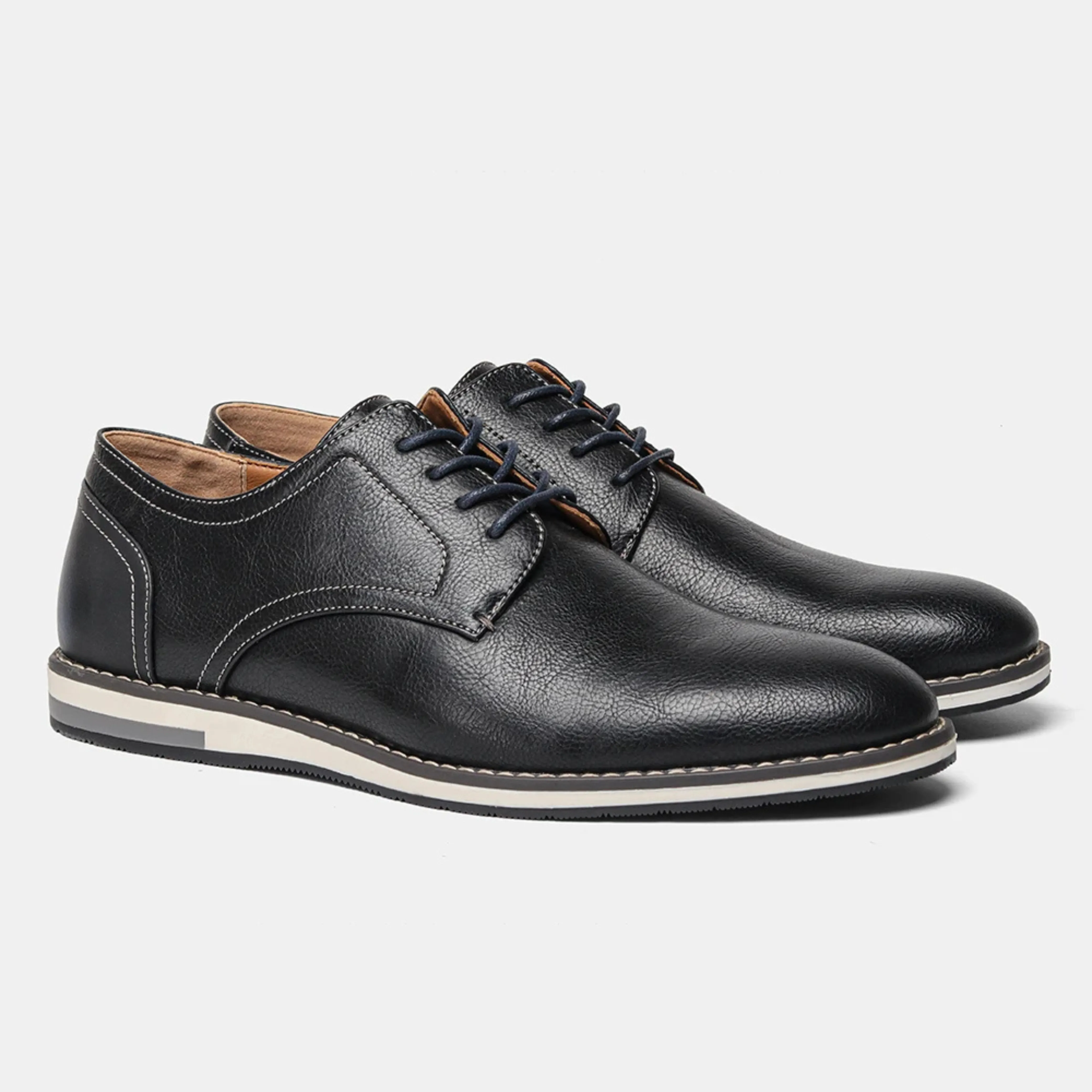 Men's Anti-slip Vegan Leather Shoes with Contrast Stitching | Eco-Friendly Materials for All Seasons