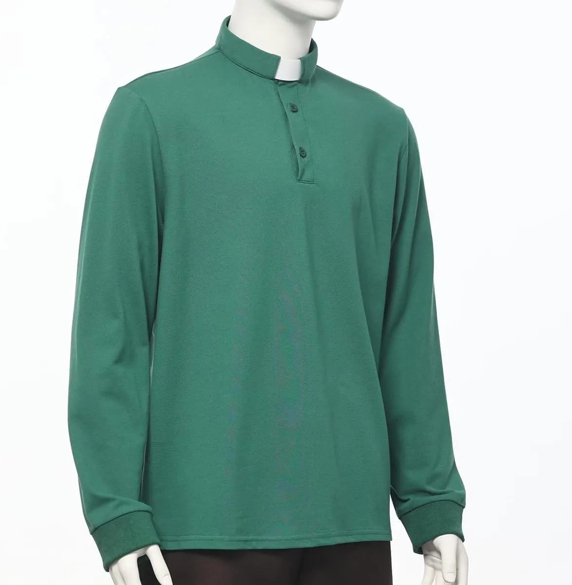 Men's Clergy Tab Collar Polo Shirt Long Sleeve Pastor Minister Preacher Shirt Priest Tops