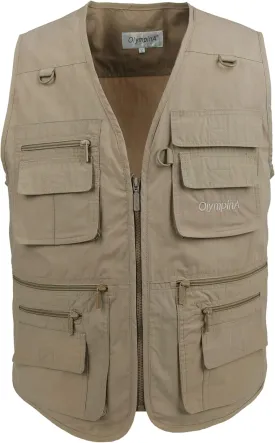 Men's Poplin Outdoors Travel Sports Multi-Pockets Work Fishing Vest