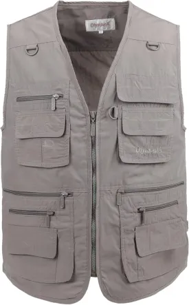 Men's Poplin Outdoors Travel Sports Multi-Pockets Work Fishing Vest