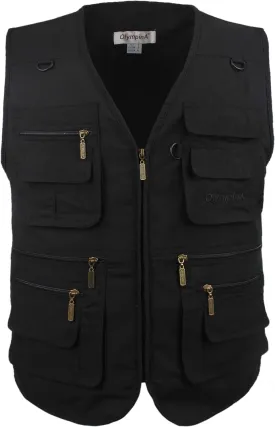 Men's Stone Washed Denim Multi-pocketed Fishing Work Outerwear Vest