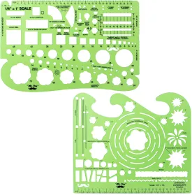 Mr. Pen- Landscape Templates, 2pcs, Green Architectural Templates, Drafting Tools, Landscaping Tools, Landscape Design Template, Drafting Ruler Shapes, Stencils for Drawing Stencils, Landscape Tools