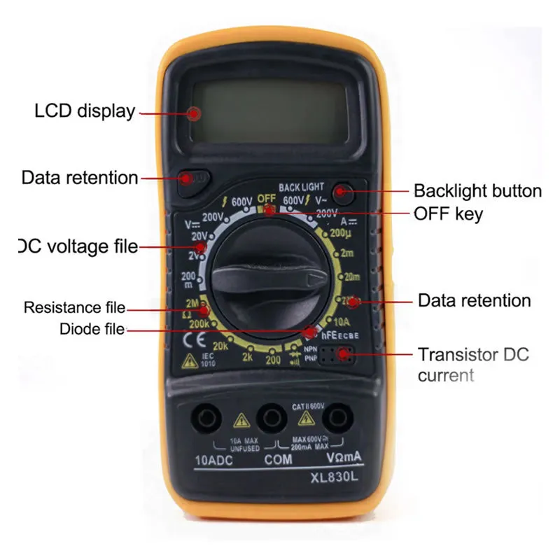Multimeter Digital Multi Tester Transistor Fc-9