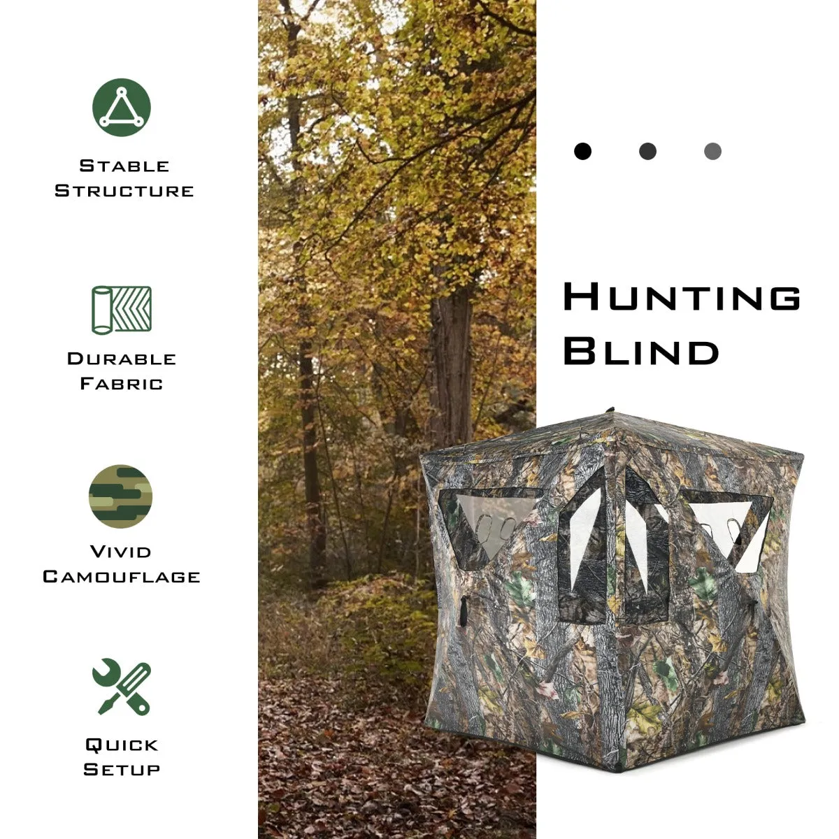 NNECW 3 Person Pop-up Ground Tent with Gun Ports for Deer and Elk Hunting 