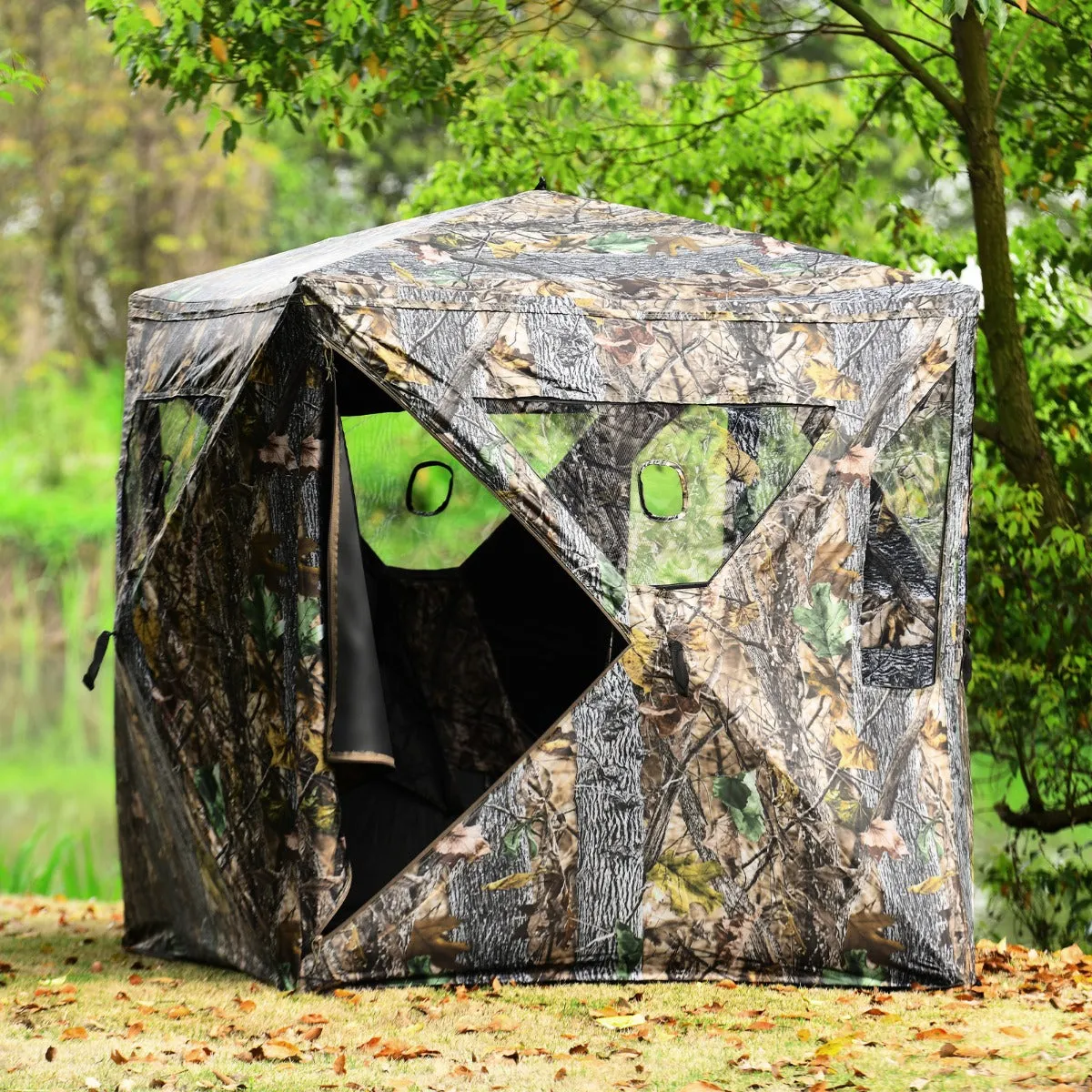 NNECW 3 Person Pop-up Ground Tent with Gun Ports for Deer and Elk Hunting 