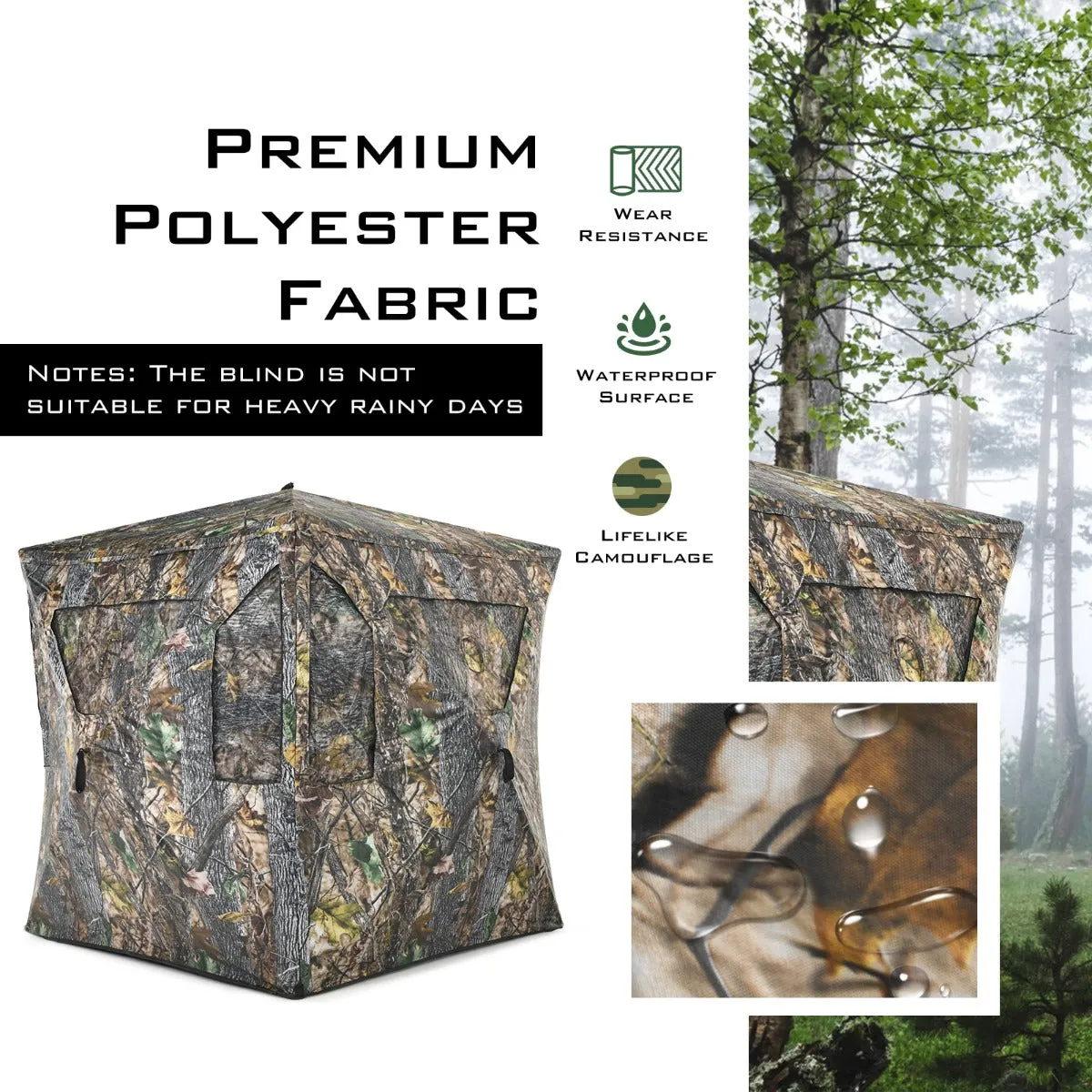 NNECW 3 Person Pop-up Ground Tent with Gun Ports for Deer and Elk Hunting 