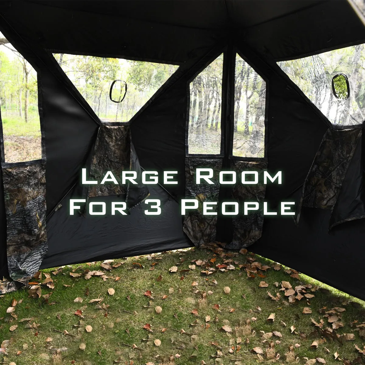 NNECW 3 Person Pop-up Ground Tent with Gun Ports for Deer and Elk Hunting 