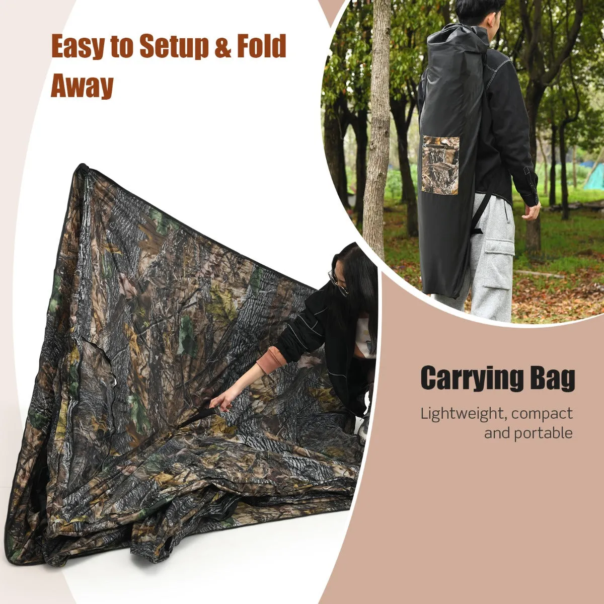 NNECW Portable Hunting Blind with Ground Stakes & Tie-downs for Deer and Antelope 