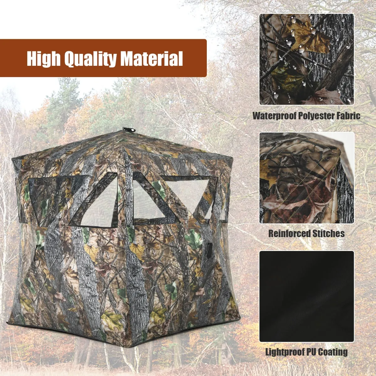 NNECW Portable Hunting Blind with Ground Stakes & Tie-downs for Deer and Antelope 