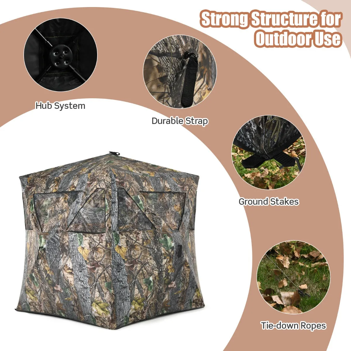 NNECW Portable Hunting Blind with Ground Stakes & Tie-downs for Deer and Antelope 
