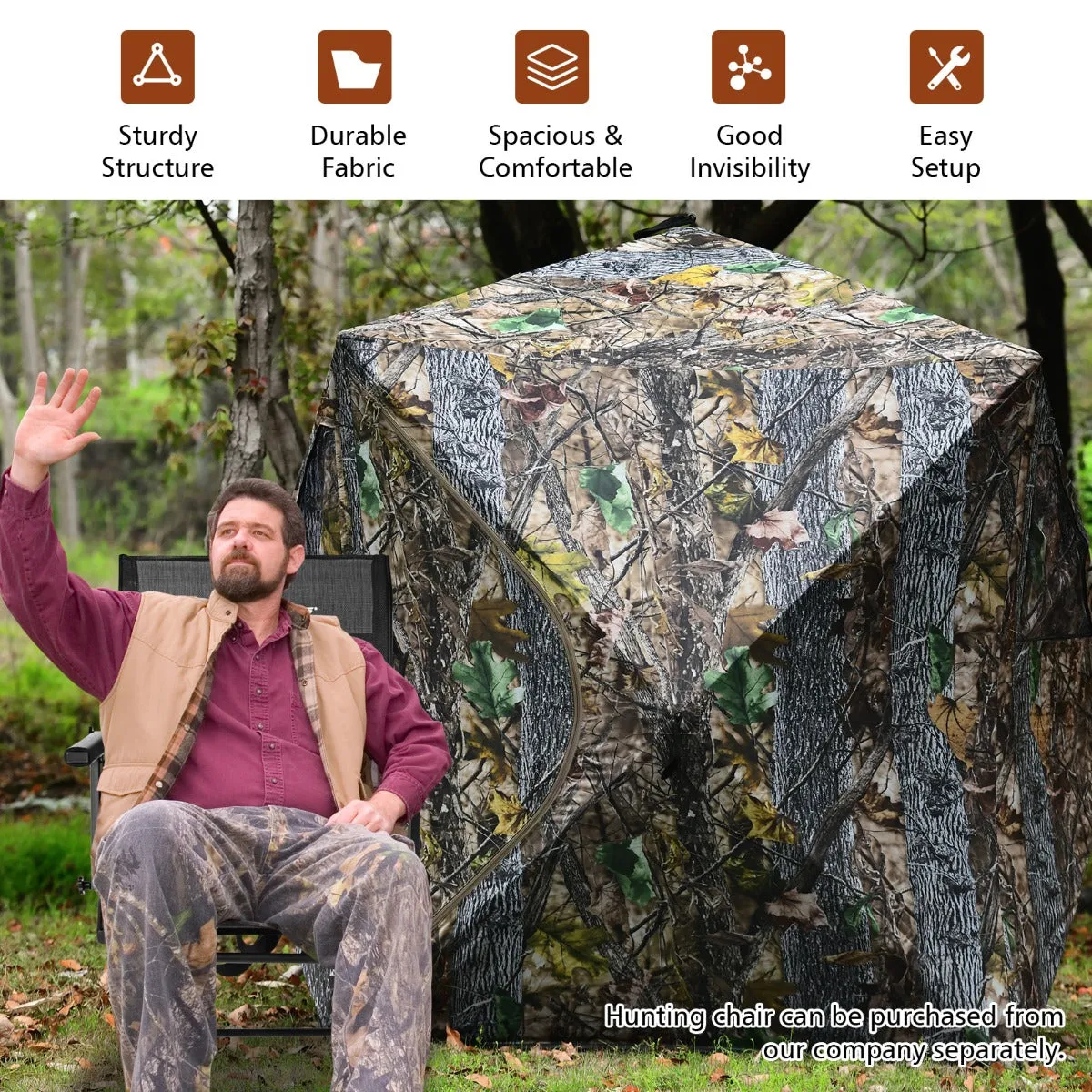 NNECW Portable Hunting Blind with Ground Stakes & Tie-downs for Deer and Antelope 