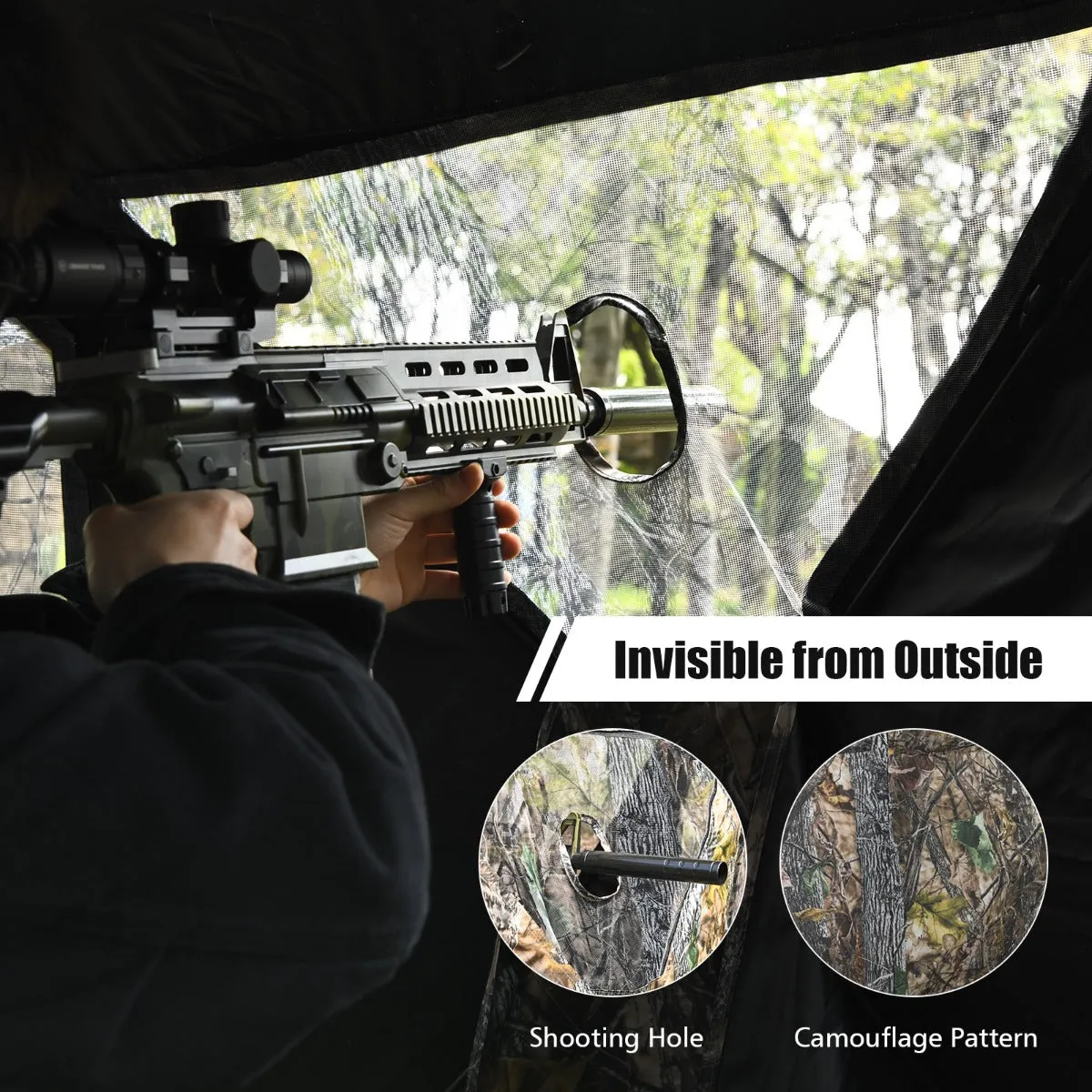 NNECW Portable Hunting Blind with Ground Stakes & Tie-downs for Deer and Antelope 