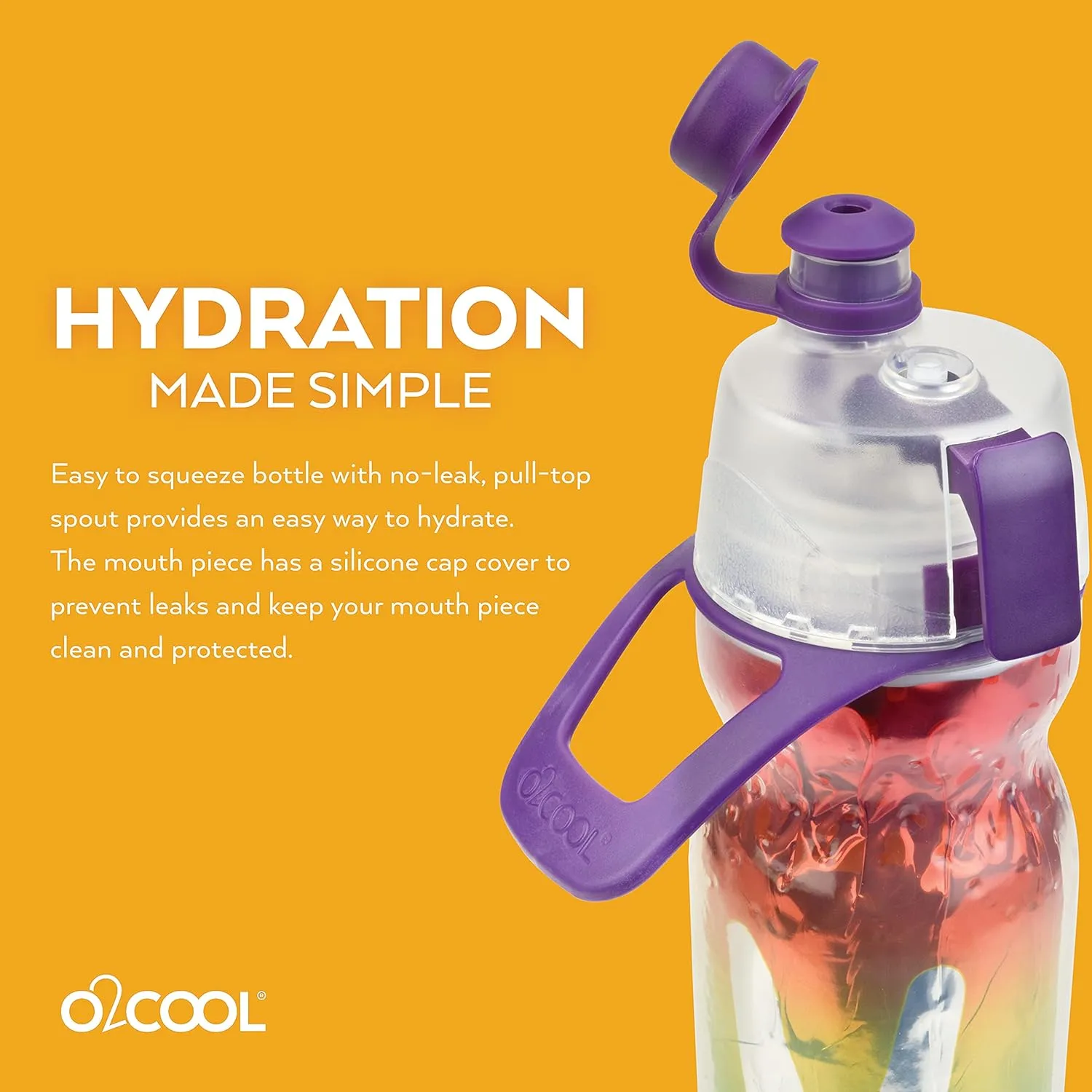 O2COOL Mist 'N Sip Misting Water Bottle 2-in-1 Mist And Sip Function With No Leak Pull Top Spout Reusable Sports Water Bottle - 20 oz (Pride)