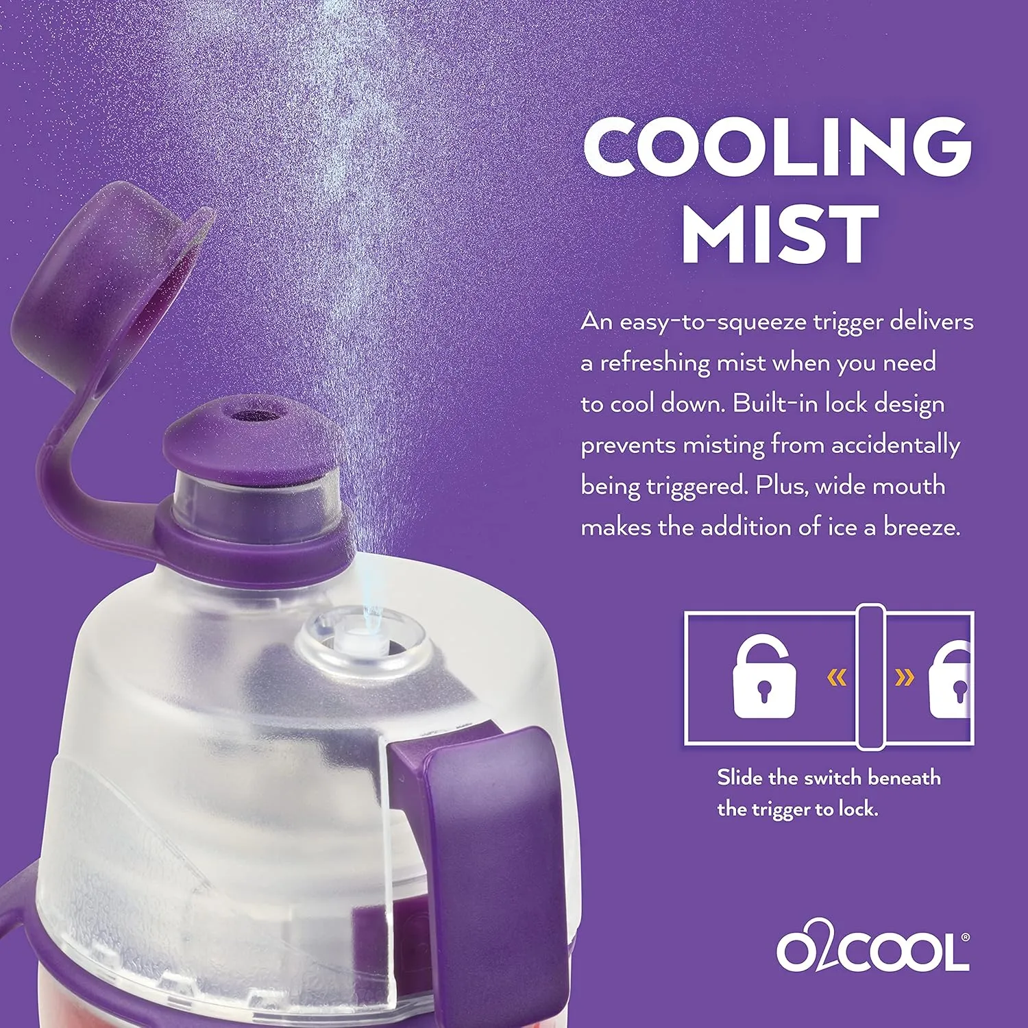 O2COOL Mist 'N Sip Misting Water Bottle 2-in-1 Mist And Sip Function With No Leak Pull Top Spout Reusable Sports Water Bottle - 20 oz (Pride)