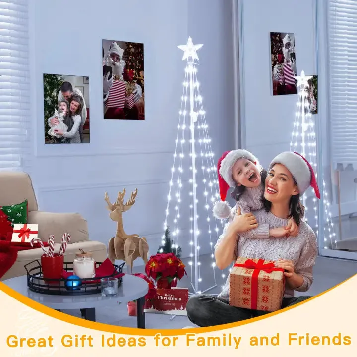 Ollny 140 Led 5ft-High RGB Christmas Tree Lights For Light Show (12 Colors, 22 Modes, IP65 Waterproof, Clear Wire, Plug In)