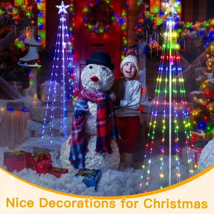 Ollny 170 Led 6ft-High RGB Christmas Tree Lights For Light Show (12 Colors, 22 Modes, IP65 Waterproof, Clear Wire, Plug In)