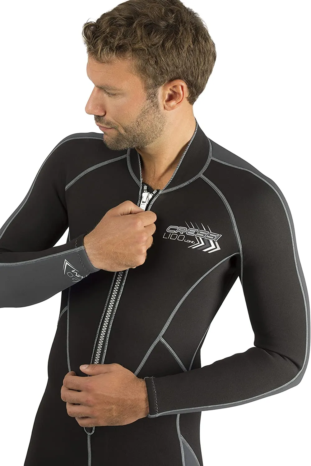 Open Box Cressi 2mm Mens Lido Long Full Front Zip Wetsuit, Size: Large