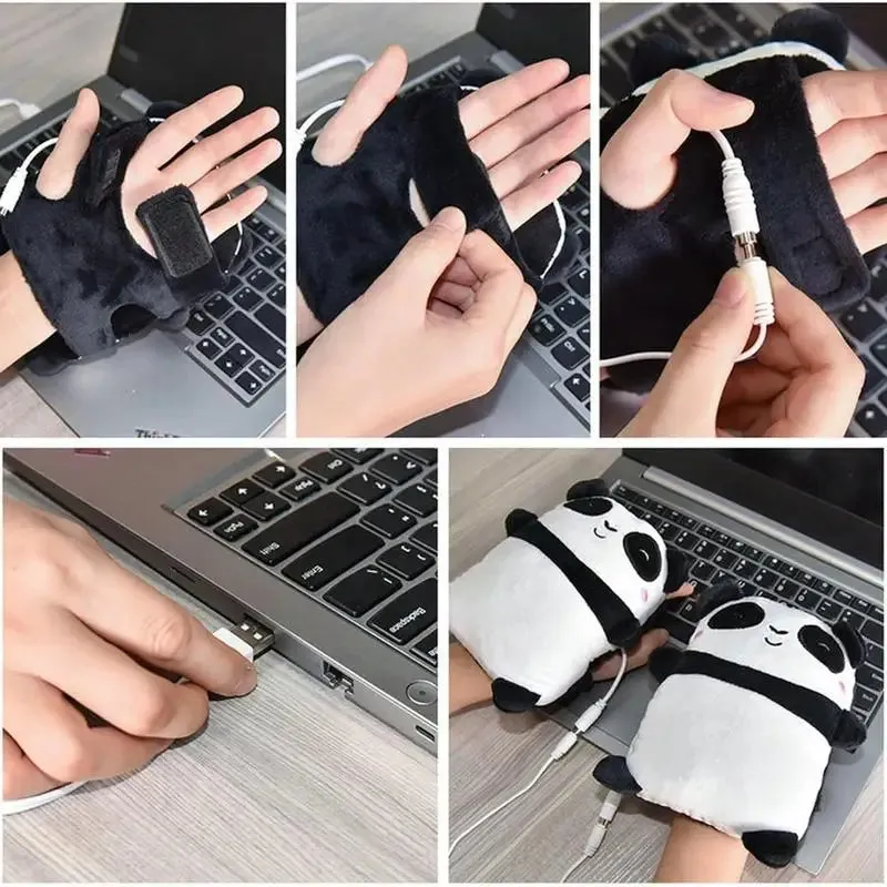 Panda Bread Heated Winter Gloves