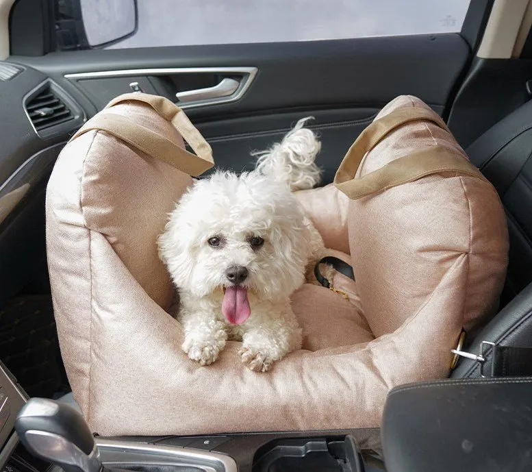 Plush Pet Booster Car Seat in Nude
