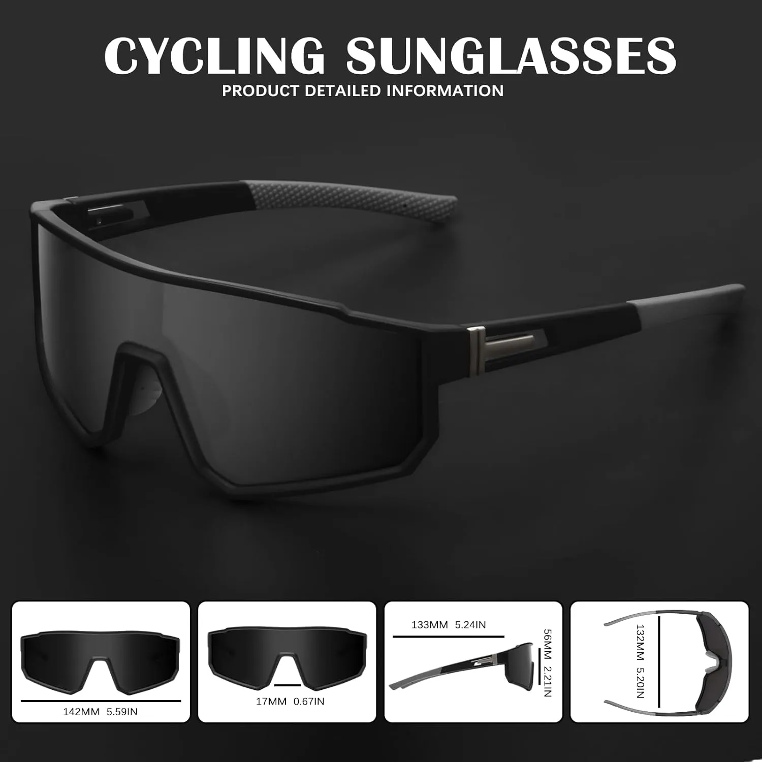 Polarized Sports Sunglasses for Men UV400 Protection Running Mountain Bike Sun Glasses Big Frame Goggles