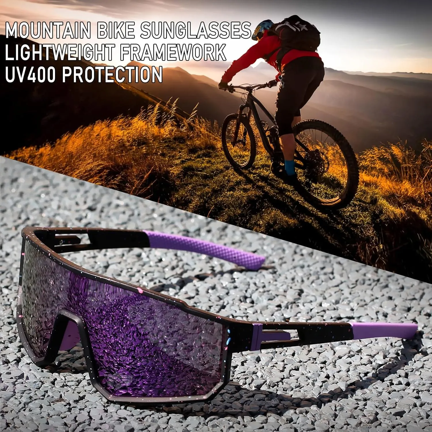 Polarized Sports Sunglasses for Men UV400 Protection Running Mountain Bike Sun Glasses Big Frame Goggles