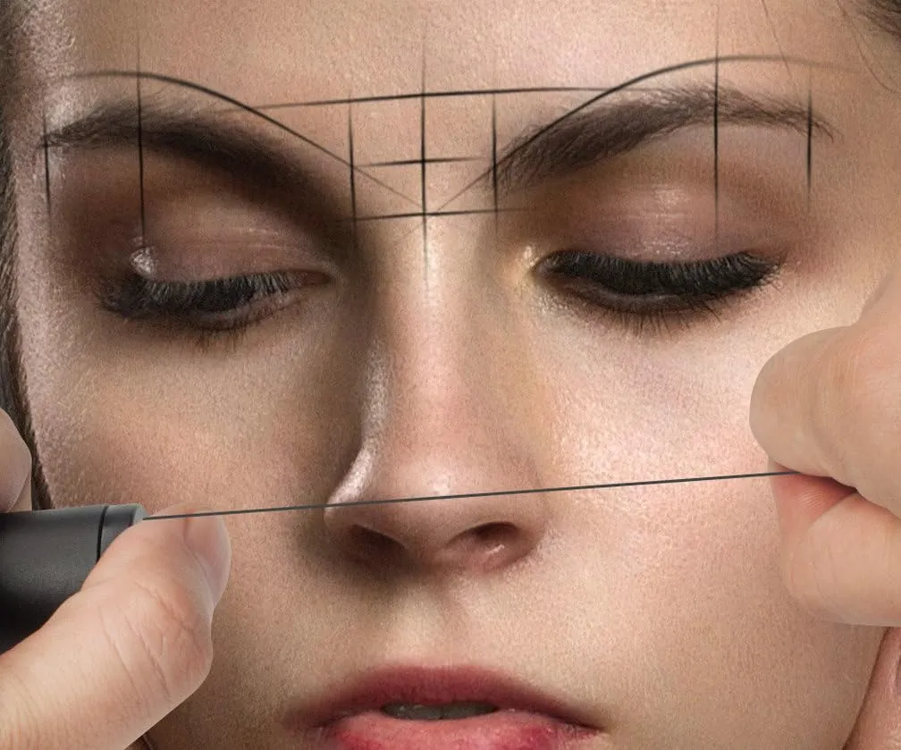 Pre Inked Mapping String, 20M Eyebrow Line, Brow Mapping Thread for Microblading Tattooing and Semi Permanent Makeup (Brown)