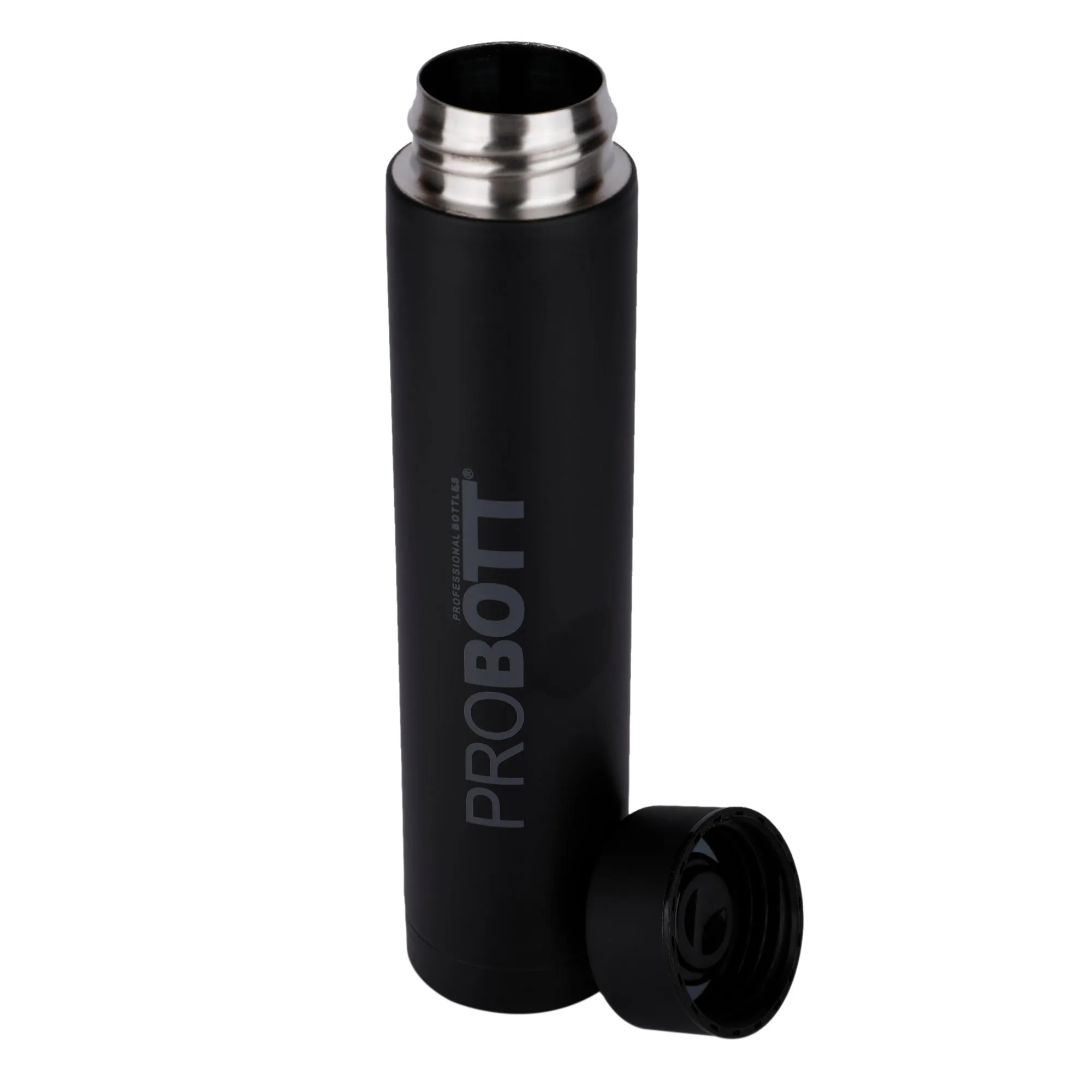 PROBOTT Compact 250ml Thermosteel Vacuum Flask, Stainless Steel Water Bottle - Black