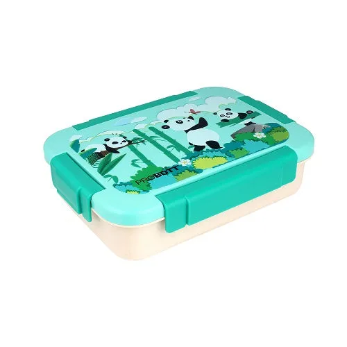 PROBOTT Lunch On 710ml Stainless Steel Lunch Box, 3 Grid Tiffin Box, Character Lid Made with Heavy Quality PP Material Perfect for School, Office Use | Aqua Blue Cream