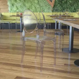 Revna Set of 4 Transparent Crystal Extra Wide Resin 700 LB. Weight Capacity Banquet & Event Ghost Chairs-Indoor/Outdoor Use