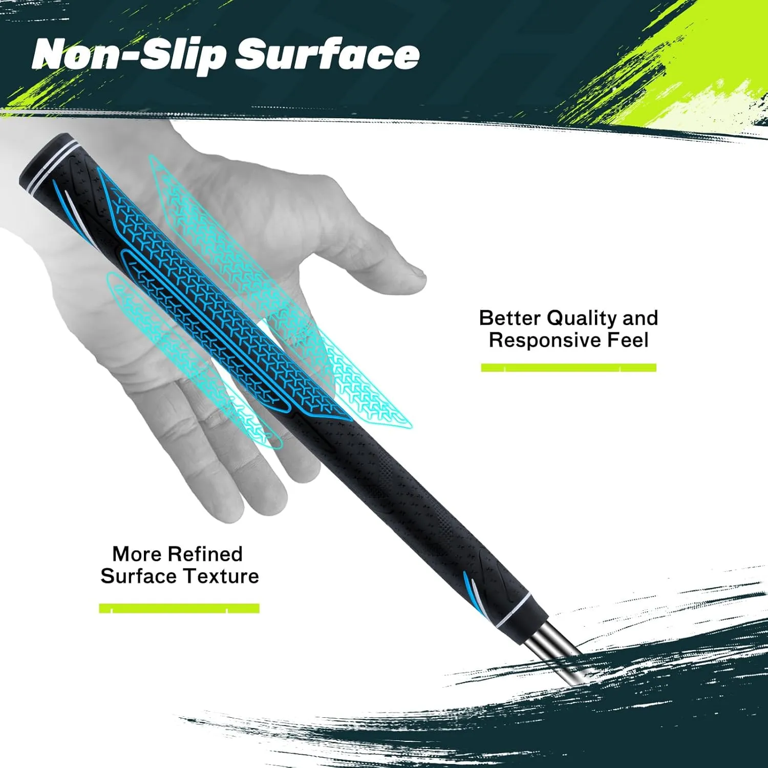 SAPLIZE High-performance Rubber Golf Grips 13 Pack, High Shock Absorption, Non-slip, Choose from 13 Grips with 15 Tapes or Full Kits, Available in Standard/Mid/Jumbo Sizes, CC10 Series