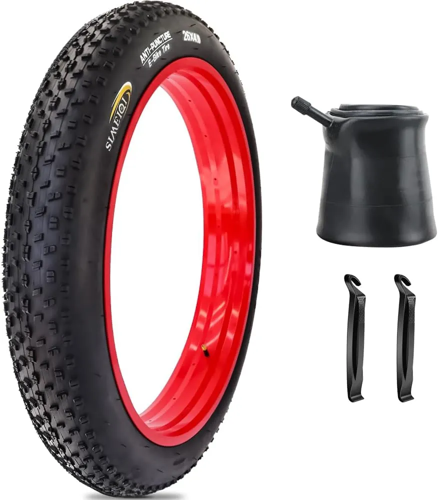 SIMEIQI 20"/26"X4.0" E-Bike Fat Bike Tires with Anti-Puncture Protection Electric Bike Tricycle Tyres Foldable Replacement Tire for Mountain Snow All Terrian E-bike Urban City Street Road Bicycle
