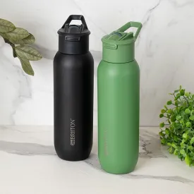 Sleek Sip 630 ML Hot & Cold Thermos Water Bottle (Black & Green) - Set Of Two