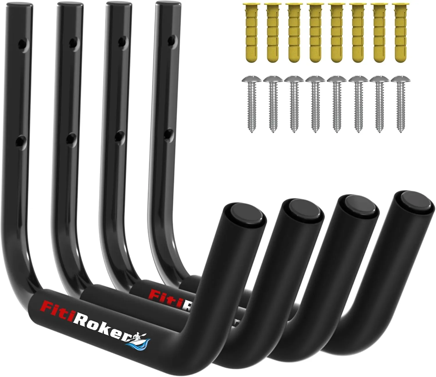 Storage Hooks for Kayak  100LB Capacity Wall Mounted Kayak Hook with EVA Padding | Garage Storage Hangers for Canoes, Paddle Boards, Ladders, Bikes & More (Round Tube)