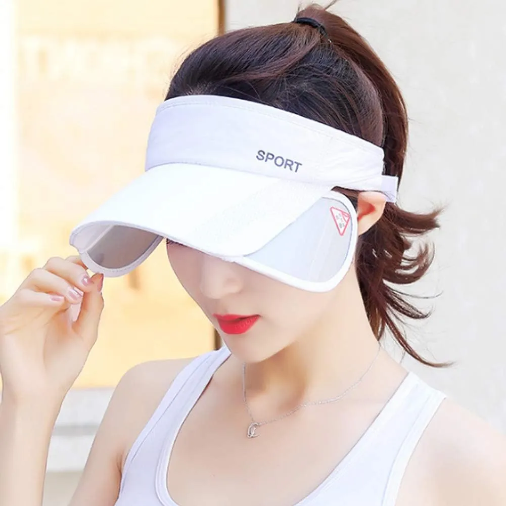 Summer Sun Visor Hat - Women Adjustable Golf Cap with Retractable Brim, UV Protection Beach/Tennis Sport Hat