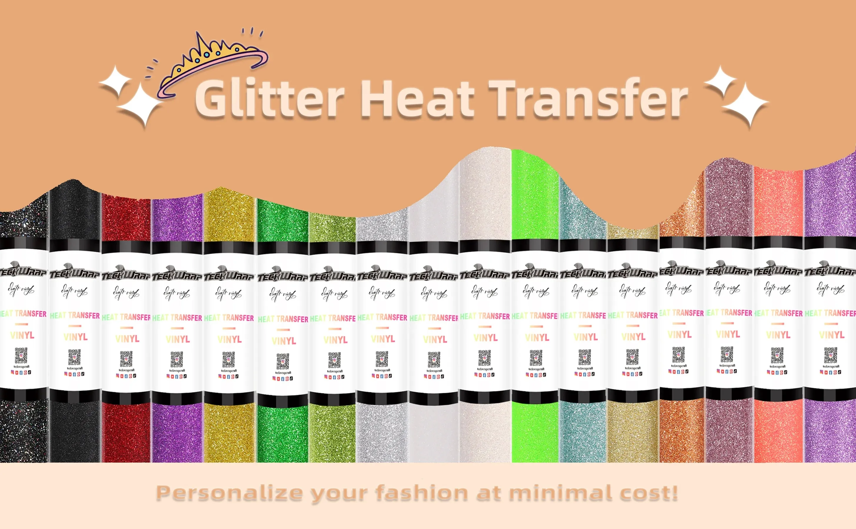 Teckwrap Glitter Heat Transfer Vinyl - Silver | Durable & Sparkling Designs for Tees, Hoodies, Hats, and More!