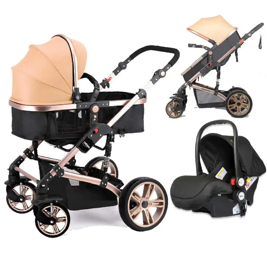 Teknum 3 in 1 Pram stroller   Infant Car Seat (Khaki)