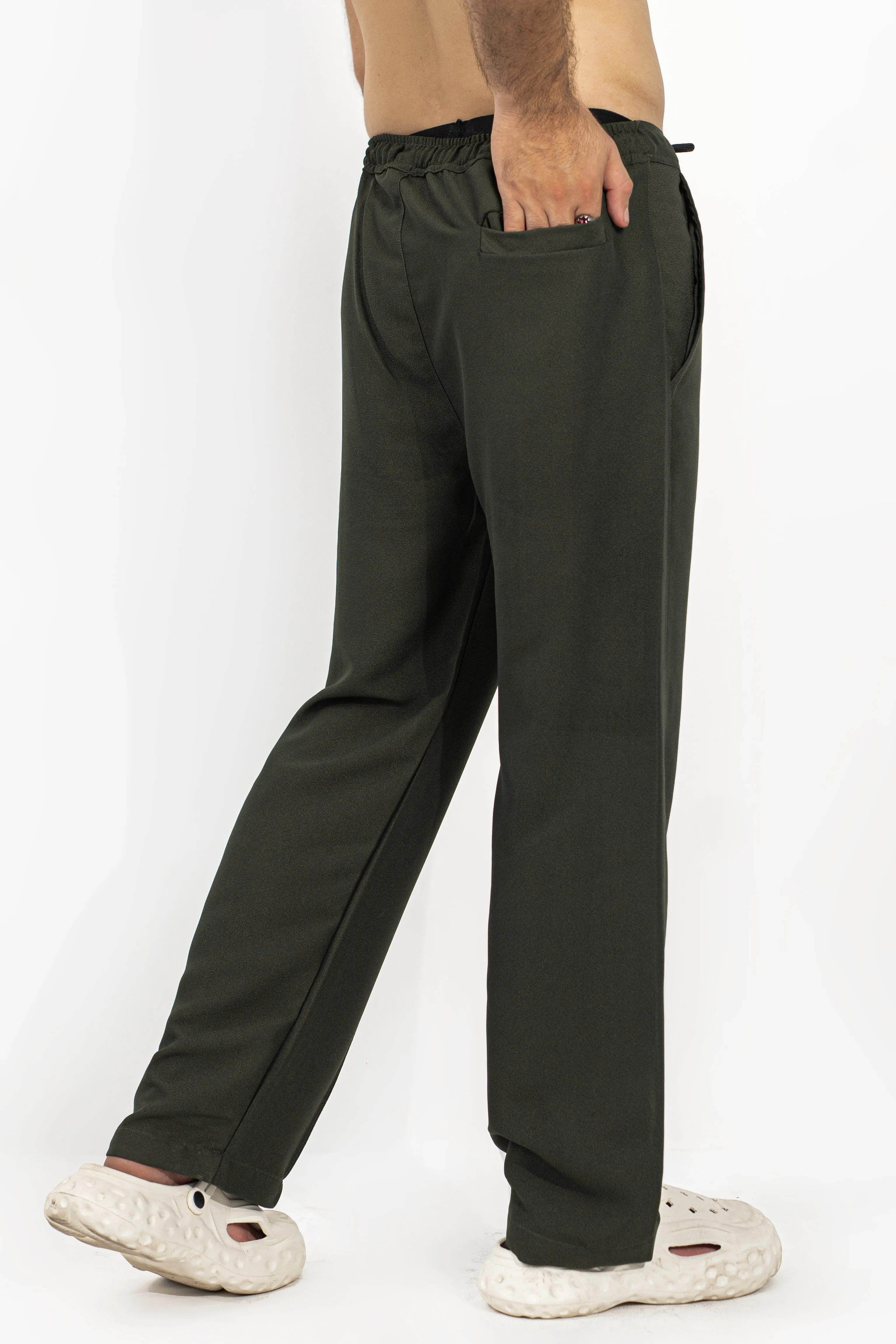 Textured Olive Green Pintex Pants