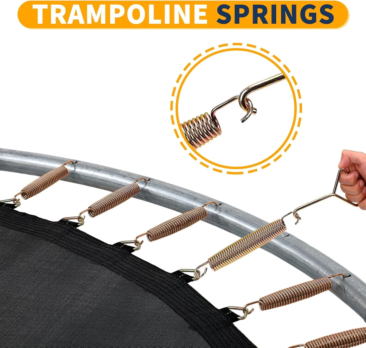 Trampoline Springs Heavy Duty Stainless Steel Replacement Trampoline Parts Springs with Free T-Hook, 5.5/6.5/7.5 Inch for Outdoor with 16 Pack.