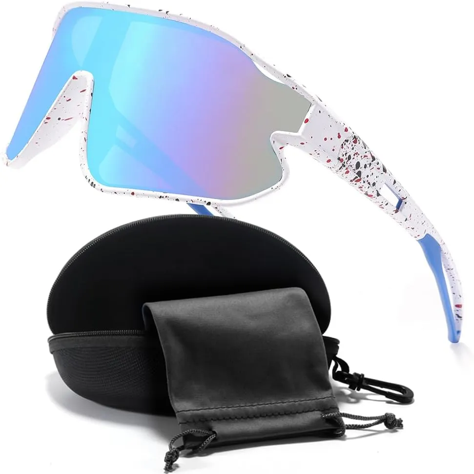 Unisex Youth Cycling Sunglasses For Tennis Softball, One-piece UV400 Wraparound Baseball Shades Outdoors & Indoors.