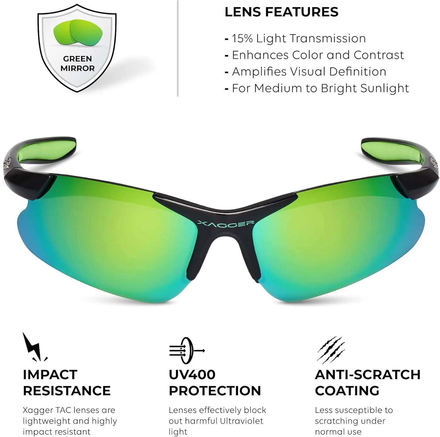 Xagger Kids Youth Polarized Sports Sunglasses for Boys Girls Baseball Softball Glasses TR90 Frame
