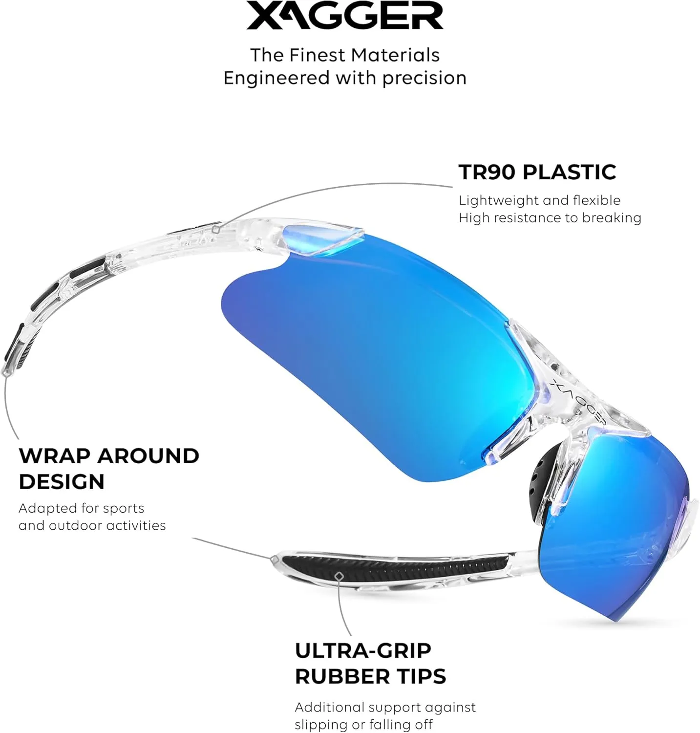 Xagger Kids Youth Polarized Sports Sunglasses for Boys Girls Baseball Softball Glasses TR90 Frame